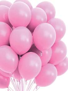 20pcs/Set Latex Balloon, Minimalist Solid Color Decorative Balloon For Party, Christmas - Pink - View 4