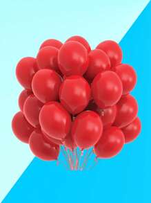 Bộ 20 quả bóng cao su, bóng bay trang trí màu trơn tối giản cho tiệc, Giáng sinh - Đỏ - Xem 2