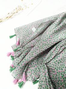 1 Miếng Quý cô Nhỏ bé In Hình hoa Viền tua Khăn choàng khăn , Thích hợp Đối với Sử dụng hàng ngày - Nhiều màu - Xem 5