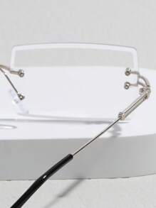 1pair Women Square Lens Rimless Fashion Eyeglasses - Clear - View 4
