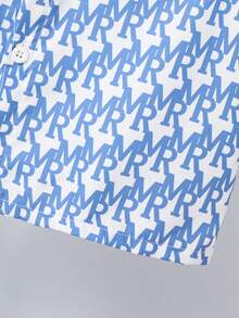 SHEIN Boys Allover Print Bow Front Shirt - Blue and White - View 3