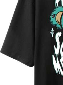 Manfinity LEGND Loose Fit Men's Cartoon & Letter Printed T-Shirt - Black - View 8