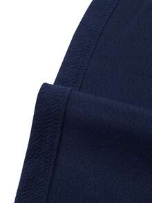 HOMEYEE Đầm Chia Dây kéo Uốn nếp màu trơn Thanh lịch - Màu xanh hải quân - Xem 6