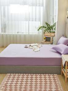 1入組漢字圖案床笠臥室現代織物床笠 - 紫色 - 查看 5
