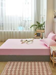 1入組漢字圖案床笠臥室現代織物床笠 - 粉色 - 查看 4