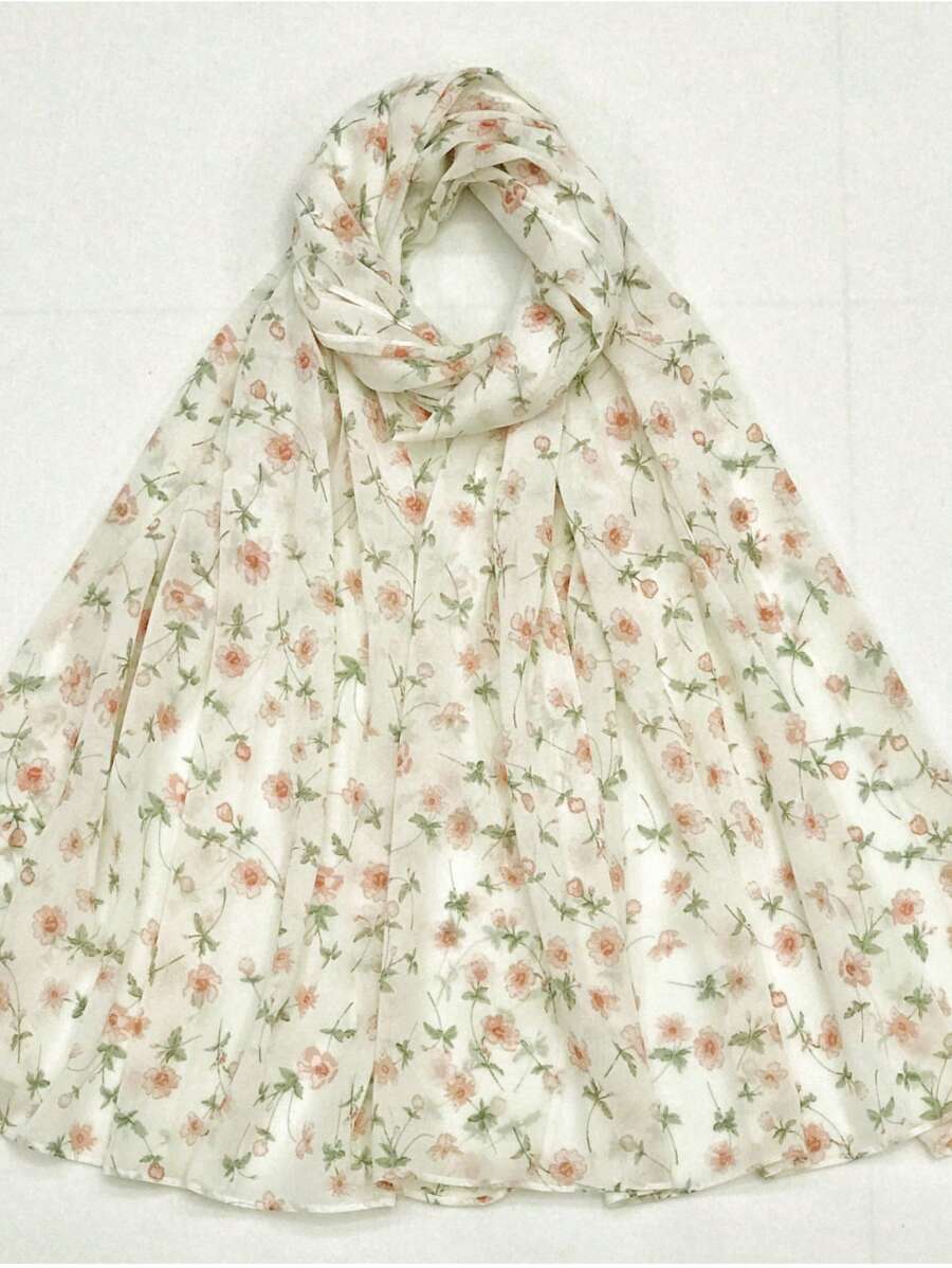 1入組新品到貨雪紡花朵裝飾女士圍巾禮品 - 彩色 - 查看 1