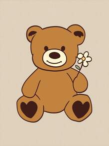 SHEIN Qutie Camiseta crop con estampado de oso - Beis - Ver 6