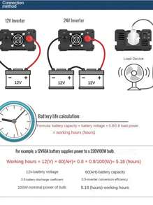 1pc 500W Car Power Inverter, 12V To 220V AC Converter - Black - View 7
