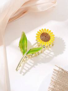 1入組女士水鑽裝飾向日葵設計時尚髮爪適用於頭髮裝飾用品 - 彩色 - 查看 1
