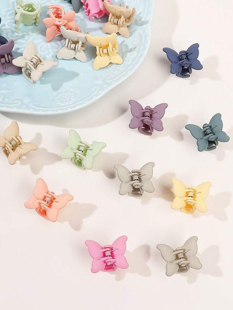 20pcs Women Butterfly Design Fashionable Hair Claw For Hair Decoration Cute,Pink Accessories Claw Clips Hair Clips Hair Jaw Clip Hair Clamps Hair Clutch Hair Catcher Clip, School Stuff, College Fall Winter Hair Accessories For Women For Vacation Outfits Woman