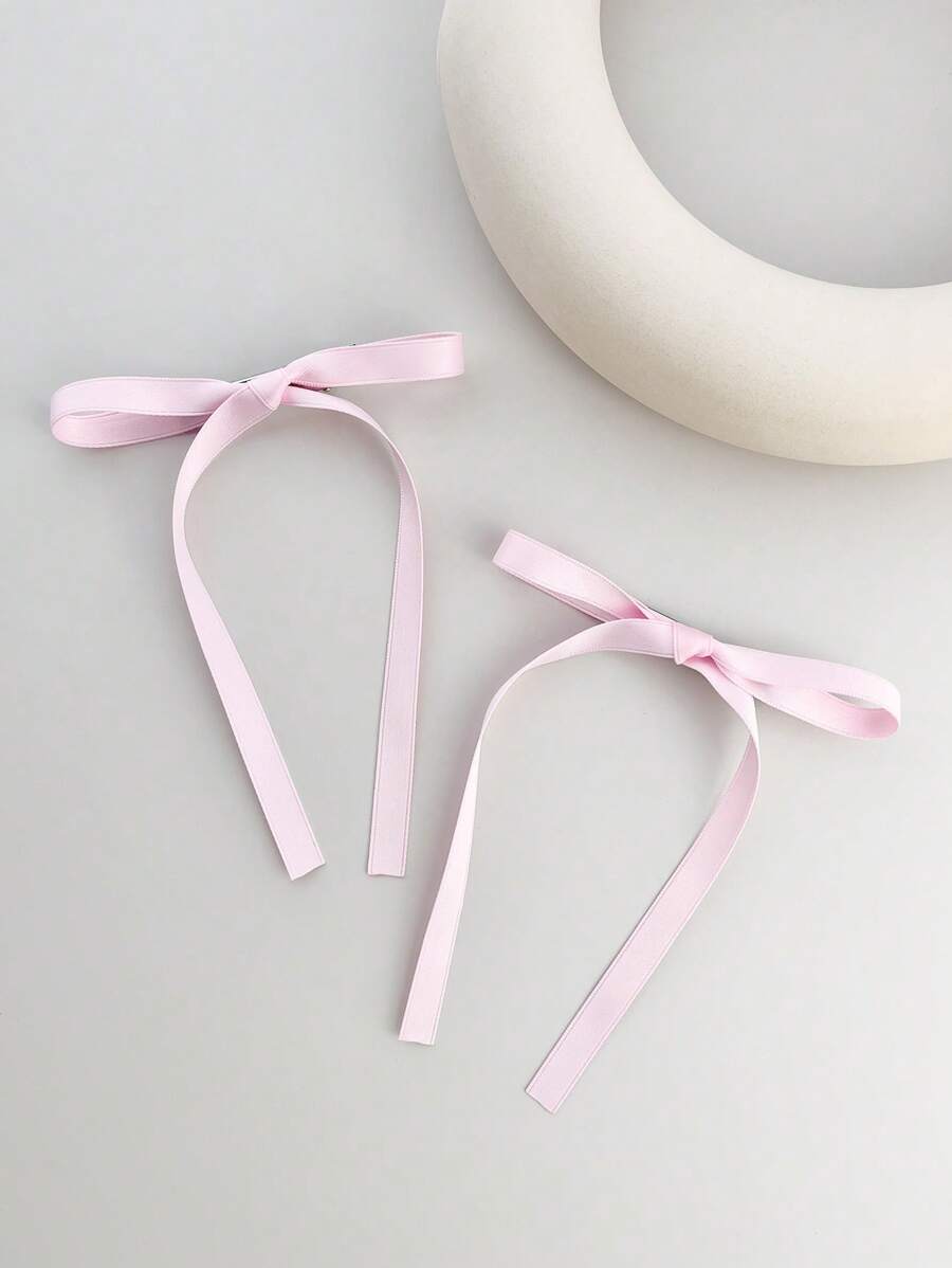 2个装女士母亲节/音乐节/婚礼装饰发夹，简约纯色少女甜美可爱蝴蝶结设计