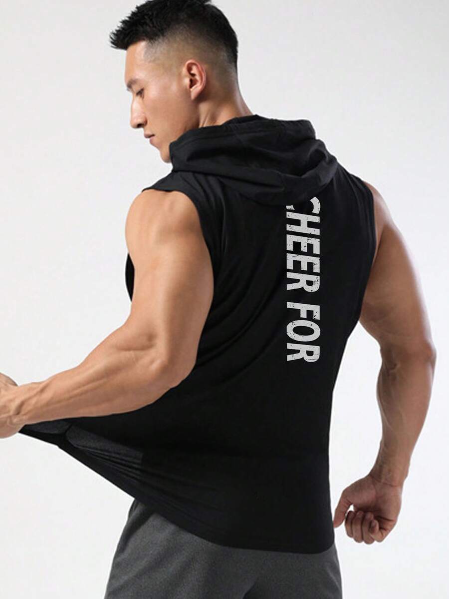 Daily&Casual 男士字母圖案連帽運動背心