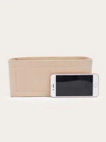 Premium Felt Bag Insert With Detachable Zipper Pocket, Purse Bag Organizer Insert - Beige - View 3