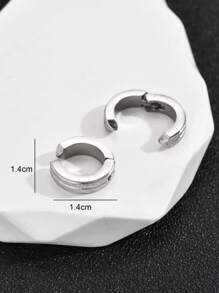 1對時尚男士假期不鏽鋼耳夾 - 銀色 - 查看 3