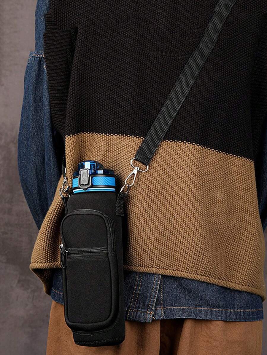 水瓶袋户外露营瓶架水瓶保护套，水瓶隔热套防漏，适用于热液体茶咖啡日常学校用品学校用品学生 - 黑色 - 查看 1