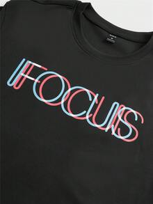 Manfinity Camiseta De Hombre Con Letras Gráficas De Gran Tamaño - Negro - Ver 4