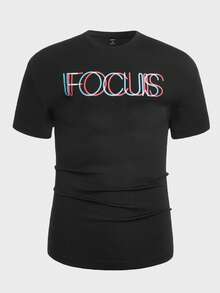 Manfinity Camiseta De Hombre Con Letras Gráficas De Gran Tamaño - Negro - Ver 6