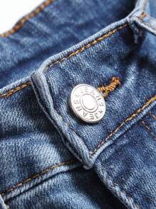 Manfinity Hombres Jeans ajustados con rasguños de gato desgarro crudo - Lavado ligero - Ver 4