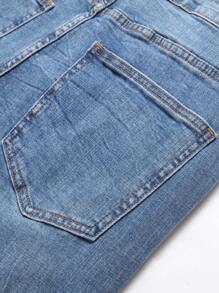 Manfinity Hombres Jeans ajustados con rasguños de gato desgarro crudo - Lavado ligero - Ver 7