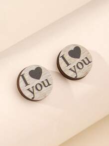 Đôi Nữ I LOVE YOU Hình Trái Tim Bằng Gỗ Đơn Giản Bông Tai, Món Quà Lý Tưởng Cho Bạn Bè, Các Cặp Đôi, Hoặc Mặc Hàng Ngày - Nhiều màu - Xem 1