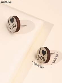 Đôi Nữ I LOVE YOU Hình Trái Tim Bằng Gỗ Đơn Giản Bông Tai, Món Quà Lý Tưởng Cho Bạn Bè, Các Cặp Đôi, Hoặc Mặc Hàng Ngày - Nhiều màu - Xem 3