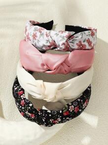 4 件装女士印花发带，时尚优雅的粉色调，适合日常、节日、派对等场合，可搭配佩戴，是美发、家居装饰的理想之选。 - 彩色 - 查看 2