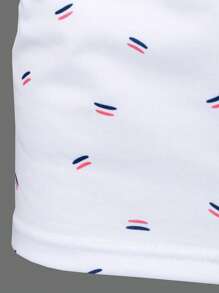 Manfinity Homme 男士滿版印花拼接邊POLO衫 - 白色 - 查看 4