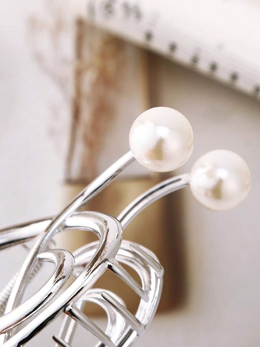 1pc Women Pearl Decor Music Mark Design Fashionable Hair Claw For Hair