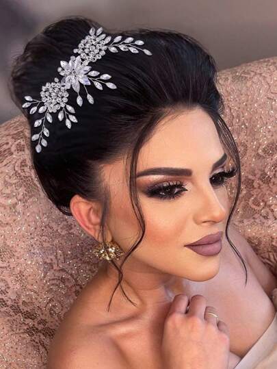 1件水晶新娘发梳，时尚简约女士发饰，手工闪亮饰品，适合宴会、派对、庆典、情人节、婚礼等场合的礼物