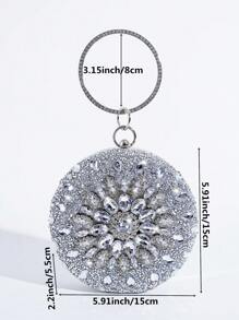 Mini Party Bag With Sunflower Rhinestone Decor, Top Handle Clutch Purse, Elegant Companion For Dress, Suitable For Party, Glamorous Rhinestone Bag - Silver - View 4