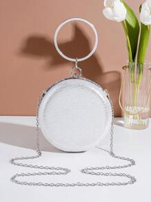 Mini Party Bag With Sunflower Rhinestone Decor, Top Handle Clutch Purse, Elegant Companion For Dress, Suitable For Party, Glamorous Rhinestone Bag - Silver - View 8