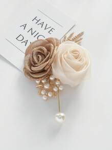 1pc/6pcs Grey Rose Bud Alloy Premium Corsage Suitable For Groom, Bride, Groomsman, Bridesmaid Wedding Decoration, Party, Event, Evening Banquet - Multicolor - View 3