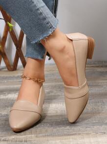 Women's Comfortable Soft Bottom Retro Pointed Toe Minimalist Casual Slip-On Flat Shoes, Apricot Color, Versatile, Plus Size, Suitable For All Seasons - Khaki - View 2