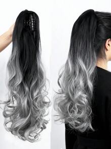 20英寸捲曲波浪合成馬尾辮延伸完美小馬附有爪夾抽繩 - 拼色 - 查看 1