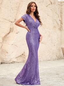 Đầm Dự Tiệc Nữ - Màu tím - Xem 1