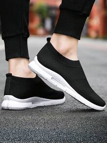 運動黑色跑步鞋適用於男士貼布裝飾織物運動鞋