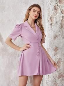 UNIQUE21 Lapel Collar Button Front Blazer Dress - Lilac Purple - View 6