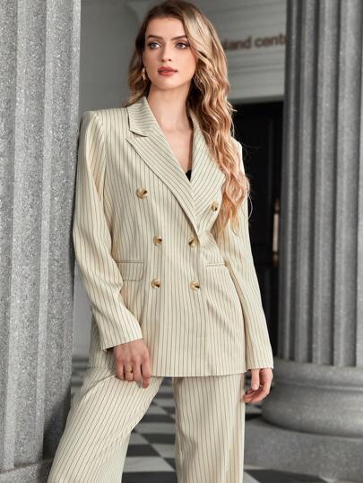 UNIQUE21 1 pezzo Blazer a righe con doppio petto