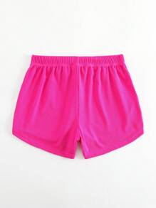 SHEIN Swim Summer Beach Solid Drawstring Waist Bikini Bottom - Hot Pink - View 2