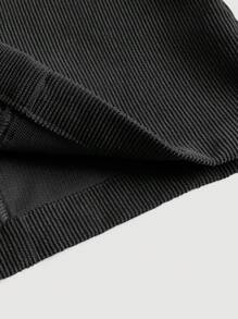 SHEIN MOD Button Front Corduroy Skirt - Black - View 3