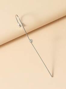 1pc Cubic Zirconia Decor Crawler Hook Earrings - Silver - View 2