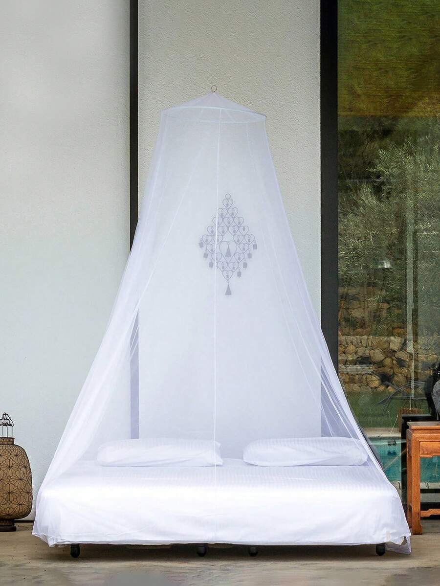 1 Lưới Chống Muỗi Màu Trơn, Lưới Chống Muỗi Polyester Tối Giản Cho Gia Đình - trắng - Xem 1