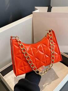 絎縫法棍包中等拉鍊熒光橙 - 亮橙色 - 查看 1