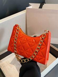 絎縫法棍包中等拉鍊熒光橙 - 亮橙色 - 查看 5