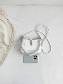 Túi Hobo tối giản Mini Twist Lock - trắng - Xem 6