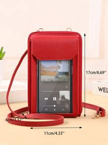 Small Crossbody Cell Phone Purse For Women Mini Messenger Shoulder Handbag Wallet With Credit Card Slot - Red - View 2