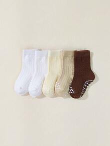 5雙嬰兒防滑襪子 - 咖啡棕 - 查看 2