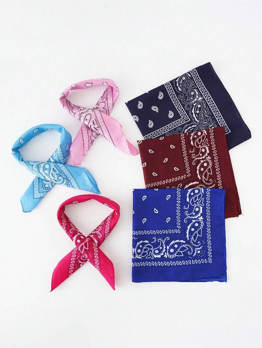 6pcs Kids Paisley Pattern Bandana For Daily Life - Multicolor - View 1