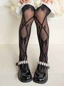 Bebé niñas 1 par Medias con patrón de mariposa para diariamente - Negro - Ver 2