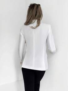 Lapel Neck Asymmetrical Hem Blazer - trắng - Xem 2